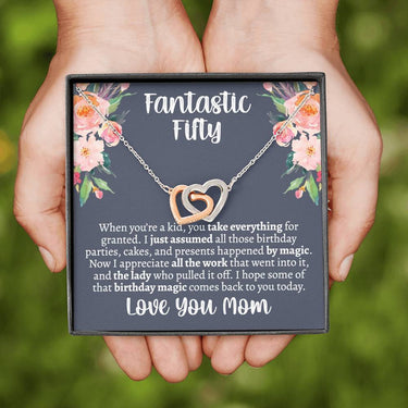 Mom Turning 50 Interlocking Hearts Necklace - Love You This Much